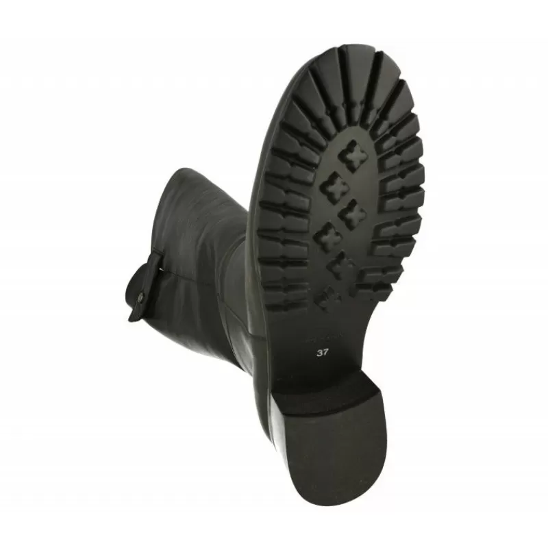 PieSanto Botas-Bota Alta De Con Caña De Ancho Especial 47 Cm De Pala Lisa Y Elastico En Caña. Piso De Goma Y Tacon De Suela Con Planta Negro