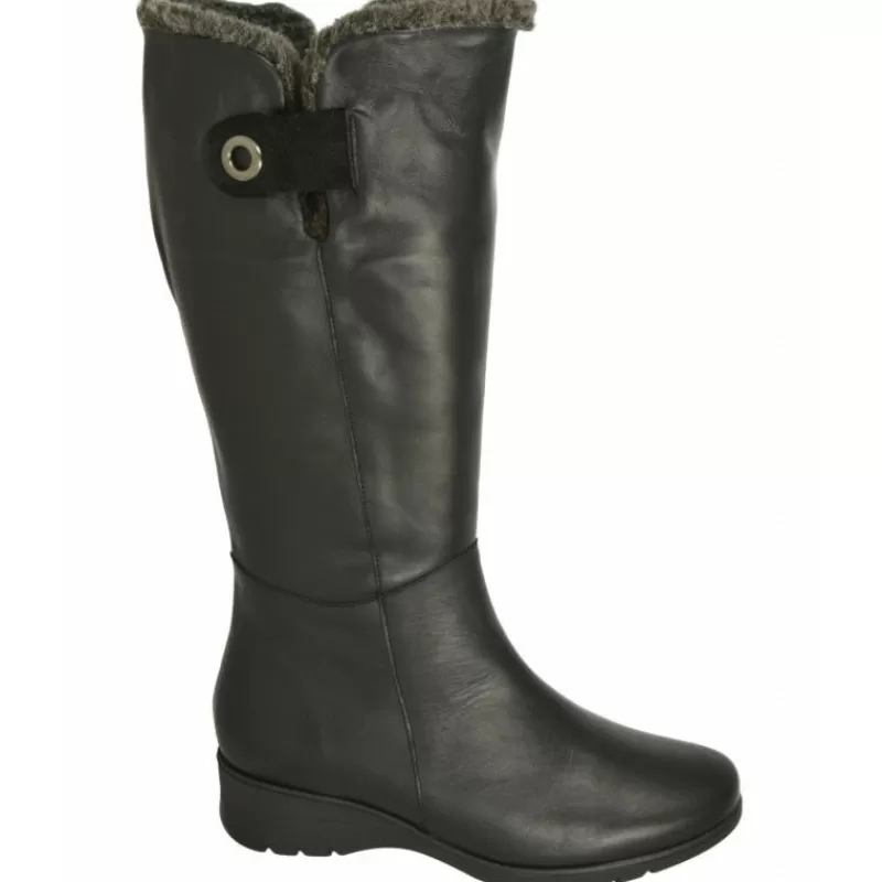 PieSanto Botas-Bota Alta De De Caña Extra Ancha 47Cm, Piso De Cuna De Goma Y Planta De Descanso Extraible Negro