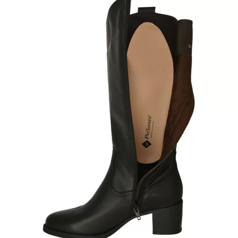 PieSanto Botas-Bota Alta De Estilo Texano Con Tacon De Suela Y Horma De Ancho Especial Con Piso De Goma Con Cerco Negro