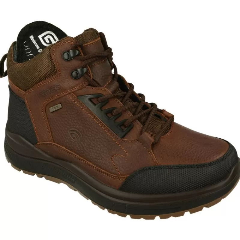 G Comfort Botines-Bota Con Cordones De Con Cremallera Lateral Y Membrana Impermeable, Planta Anatomica Extraible Y Piso Cuna Treking Marron