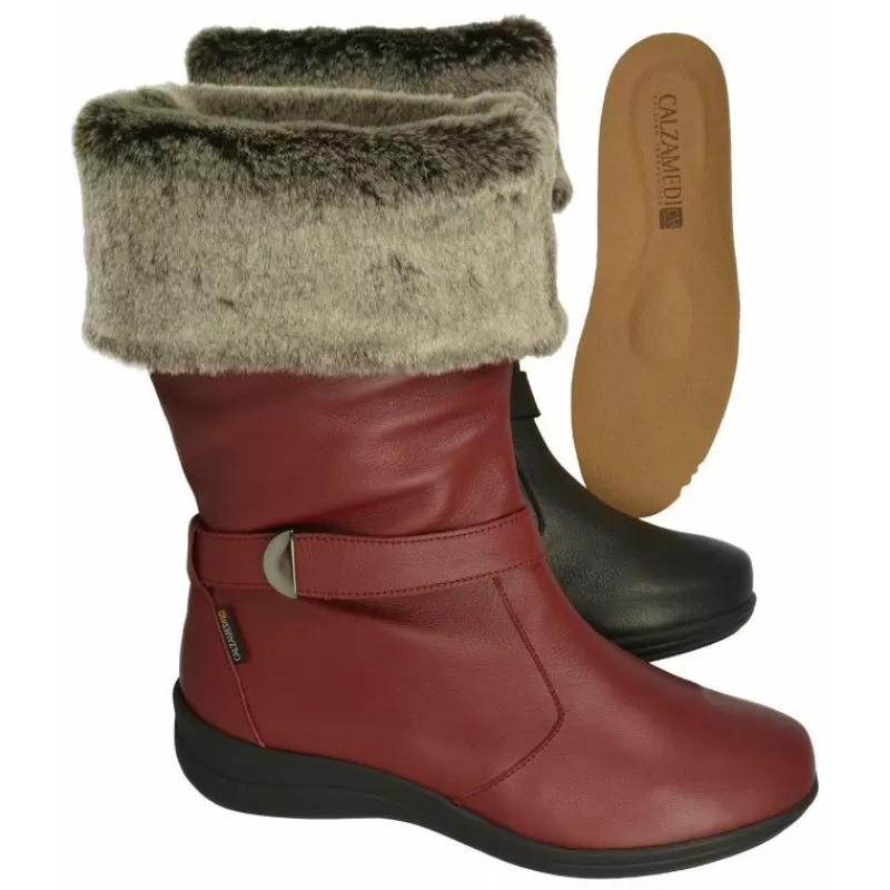 Calzamedi Botas-Bota De Con Vuelta De Cuello En Borreguillo Con Piso De Amortiguacion Y Piel Muy Flexible Y Confortable