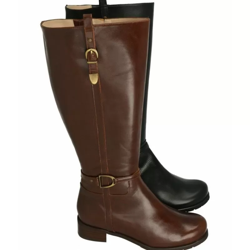 Drucker Calzapedic Botas-Bota De Drucker Pala Lisa Con Hebillas Y Tacon Suela Con Piso De Goma Y Planta Movible De Caña Media 38Cm