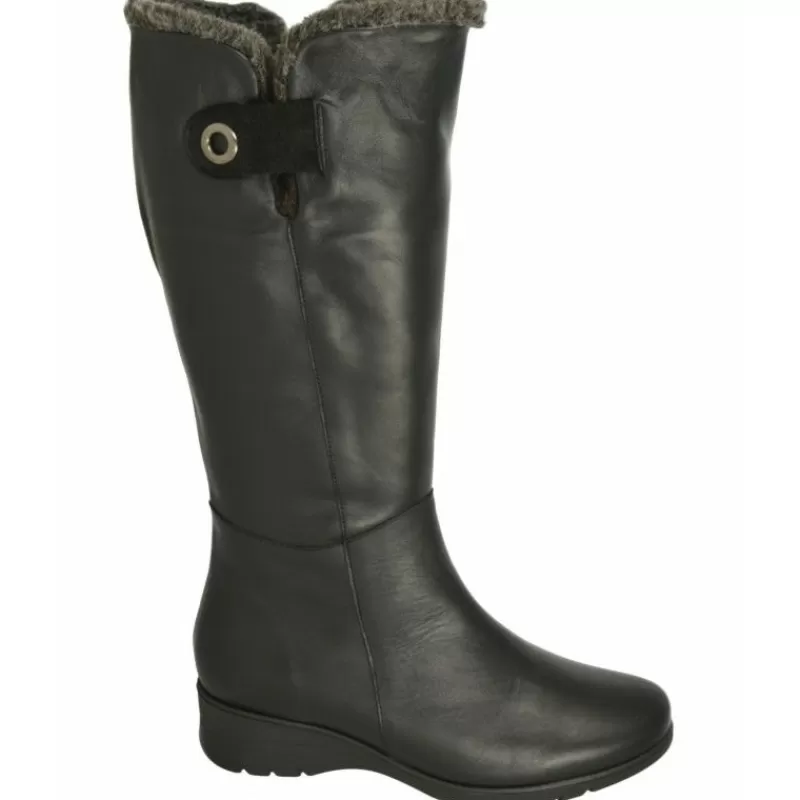 PieSanto Botas-Bota De De Caña De 40 Cm, Con Cremallera Piso Goma Y Planta De Descanso Extraible Negro
