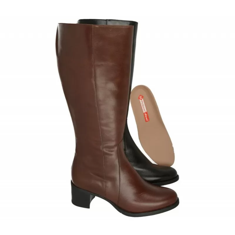 PieSanto Botas-Bota De De Caña Y Pala Lisa Con Ancho De Pierna Intermedio De 41 Cm, Tacon De Base Ancha Y Planta Extraible