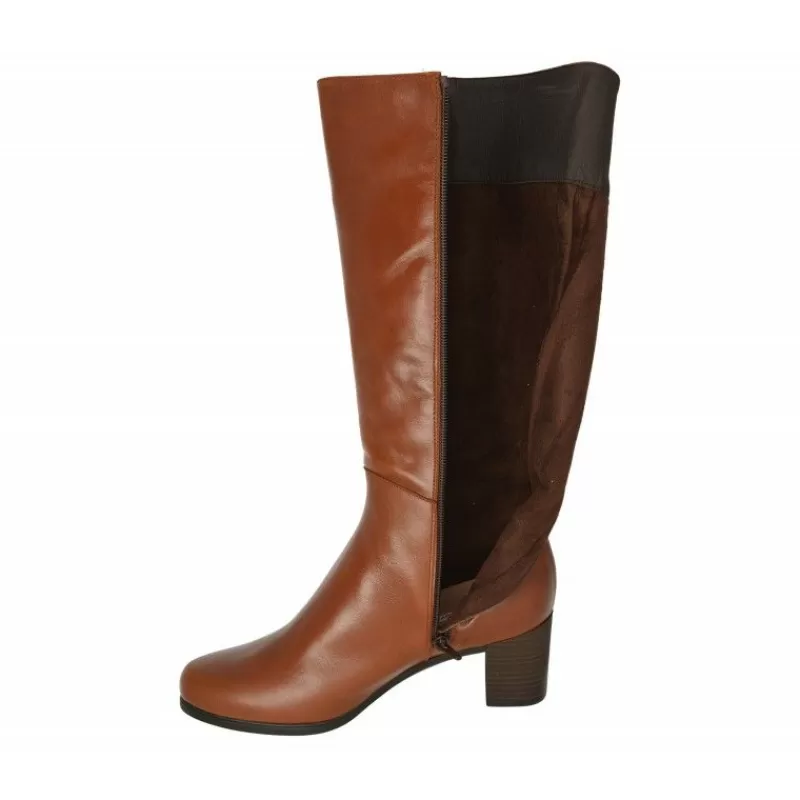 PieSanto Botas-Bota De De Pala Lisa Con Caña Ancha Y Cremallera, Tacon De Suela Y Planta De Descanso Extraible