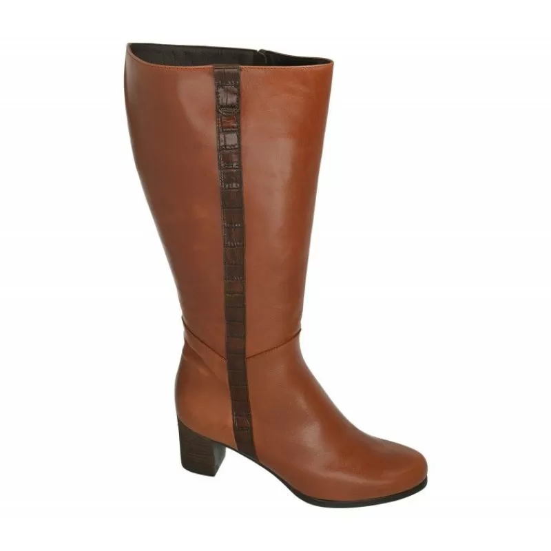 PieSanto Botas-Bota De De Pala Lisa Con Caña Ancha Y Cremallera, Tacon De Suela Y Planta De Descanso Extraible