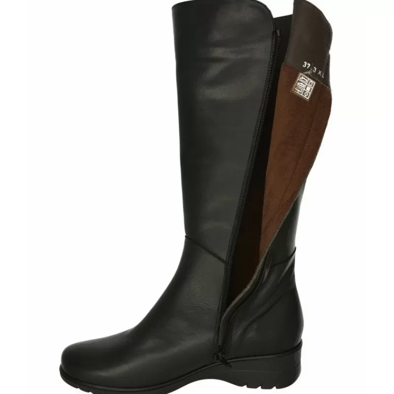 PieSanto Botas-Bota De De Pala Lisa Con Velcro En Caña De 44 Cm De Contorno, Planta Extraible Y Piso De Caucho Negro