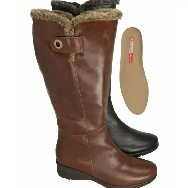 PieSanto Botas-Bota De Caña De 43 Cm Y Pala Lisa, Cuello Lana Y Piso De Goma Con Planta De Descanso Extraible