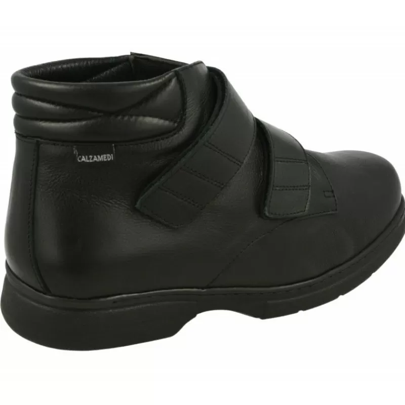Calzamedi Botines-Bota Velcro De En Ancho 14 Para Pies Sensibles Con Planta De Descanso Movible Y Cuna De Goma Negro