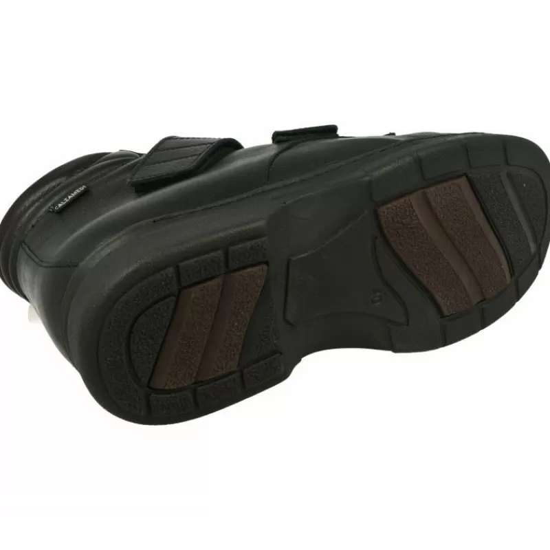 Calzamedi Botines-Bota Velcro De En Ancho 14 Para Pies Sensibles Con Planta De Descanso Movible Y Cuna De Goma Negro