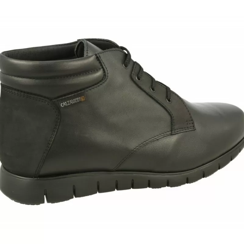 Calzamedi Botines-Botin Cordon De En Pala Lisa Con Piso Aligerado Y Planta De Descanso Extraible En Horma De Ancho 14 Negro