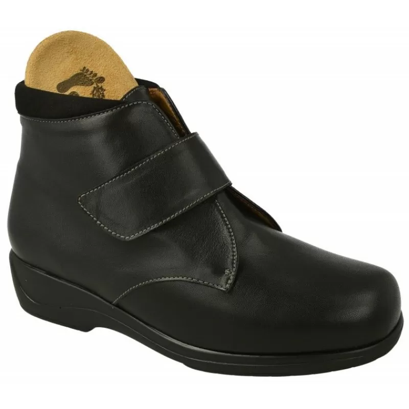 Alviflex Botines-Botin De Con Ajuste Por Velcro En Pala Lisa Y Piso De Amortiguacion En Ancho 14 Especial Plantillas Negro