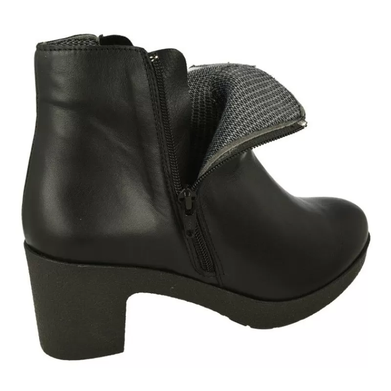 Comfort Class Botines-Botin De Con Cremallera Y Pala Lisa. Piso Bloque Tacon Confortable Y Planta De Descanso Extraible Negro