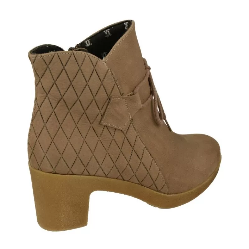 Comfort Class Botines-Botin De Comfortclass En Piel De Nobuck Acolchada Rombos. Piso De Goma Con Tacon Cuna De Gran Comodidad. Planta Natomica Extraib
