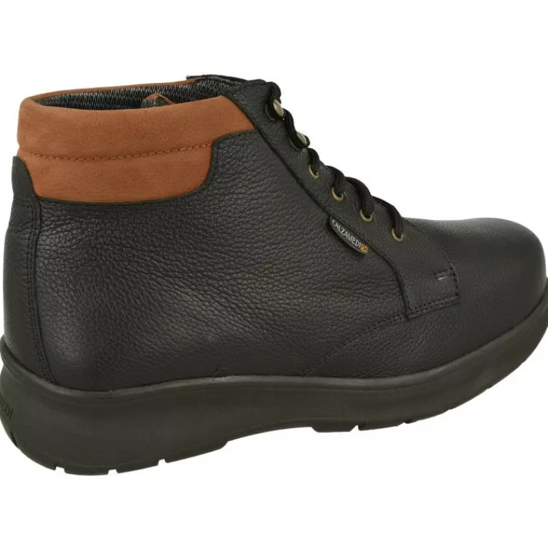 Calzamedi Botines-Botin De Cordones De En Pala Lisa Con Horma De Ancho 13, Piso De Cuna De Poliuretano Y Planta Extraible Negro