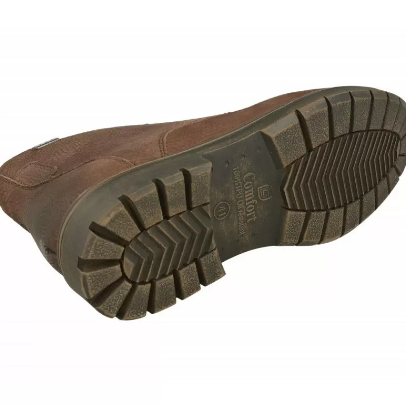 G Comfort Botines-Botin De Con Cordones Y Cremallera Lateral, Piel Impermeable Y Piso De Goma De Caucho Con Planta De Descanso Extraible