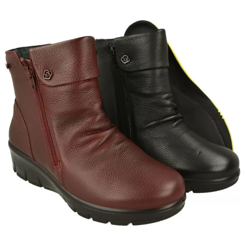 G Comfort Botines-Botin De Con Cremallera Lateral Y Pala Fruncida Con Cuna De Poliuretano Y Planta De Descanso Extraible
