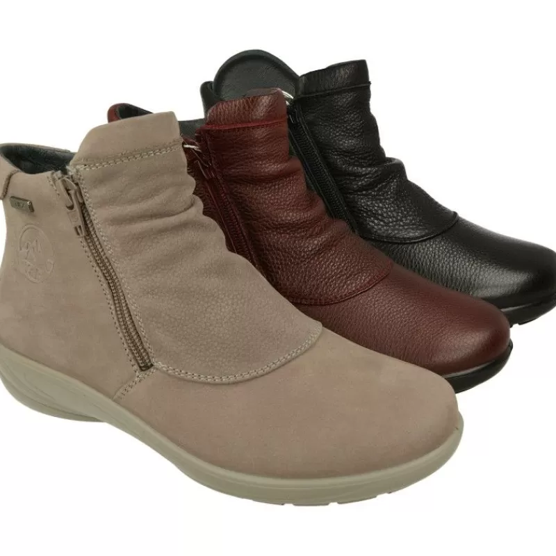 G Comfort Botines-Botin De De Piel Lisa Impermeable Con Doble Cremallera, Planta De Descanso Extraible Y Piso De Poliuretano