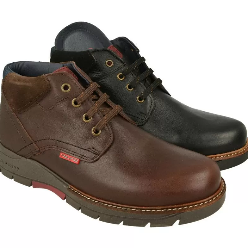 Tolino Botines-Botin De Acordonado De Pala Lisa Con Piel Engrasada Y Piso De Caucho Flexible Con Planta Anatomica Extraible