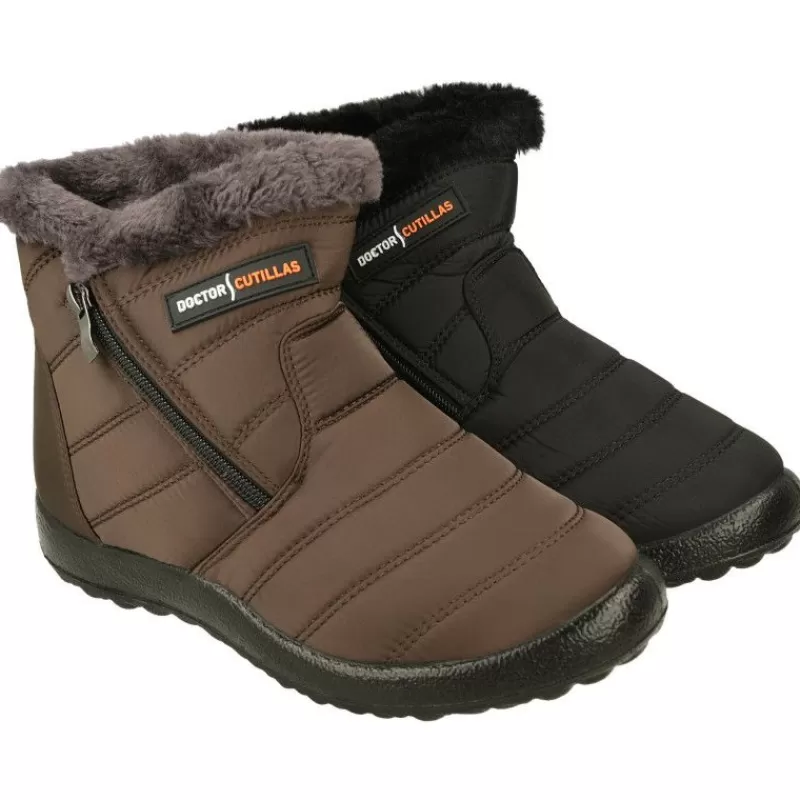 Doctor Cutillas Botines-Botin Del De Tejido Elastico Con Cremallera Lateral Y Piso De Goma Con Forro De Borreguiillo