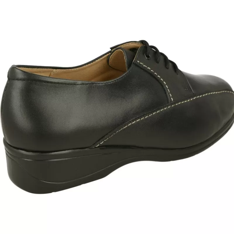 Calzamedi Zapatos Ancho Especial-Cordon De Con Doble Pespunte Contrastado, Piso De Poliuretano Y Planta Anatomica Extraible Negro
