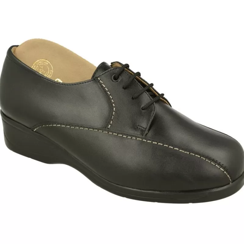 Calzamedi Zapatos Ancho Especial-Cordon De Con Doble Pespunte Contrastado, Piso De Poliuretano Y Planta Anatomica Extraible Negro