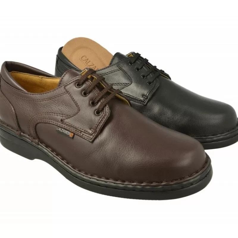 Calzamedi Zapatos Ancho Especial-Cordon De Con Pala Lisa Anatomico Ortopedico De La Firma , Ancho 13, Plantilla Movible.