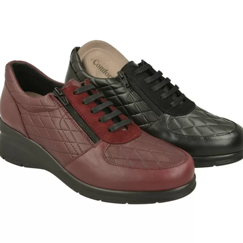 Comfort Class Cordones-Cordon De Con Cremallera Lateral Y Piel Acolchada Rombos. Piso De Poliuretano Muy Ligero Y Planta Extraible