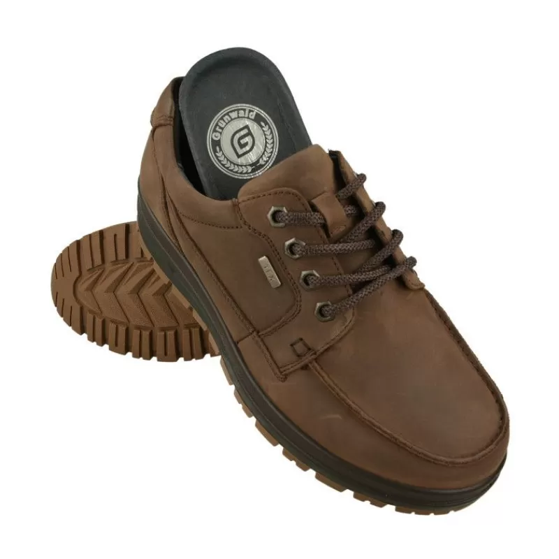 G Comfort Zapatos Ancho Especial-Cordon De Con Bordon En Pala Y Piel Nobuck Impermeable Con Planta Anatomica Extraible Y Piso Cuna Treking Marron