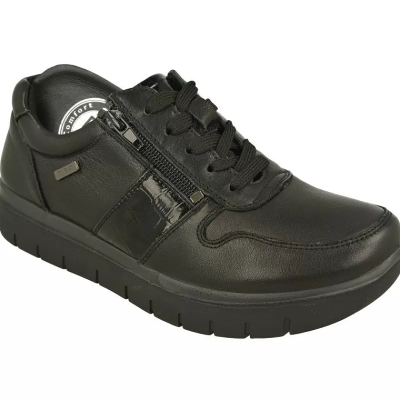 G Comfort Cordones-Cordon De Con Cremallera Lateral En Piel Impermeable Y Bordon En Pala Con Piso De Amortiguacion Y Planta Extraible Negro