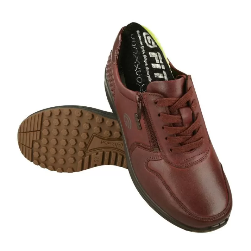 G Comfort Zapatos Ancho Especial-Cordon De Con Cremallera Lateral. Piso De Cuna Trekking Con Planta Anatomica Extraible Y Membrana Interior Impermeable Burdeos