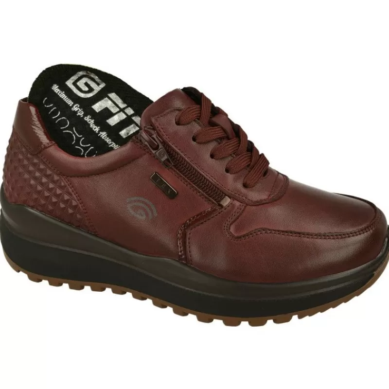 G Comfort Zapatos Ancho Especial-Cordon De Con Cremallera Lateral. Piso De Cuna Trekking Con Planta Anatomica Extraible Y Membrana Interior Impermeable Burdeos