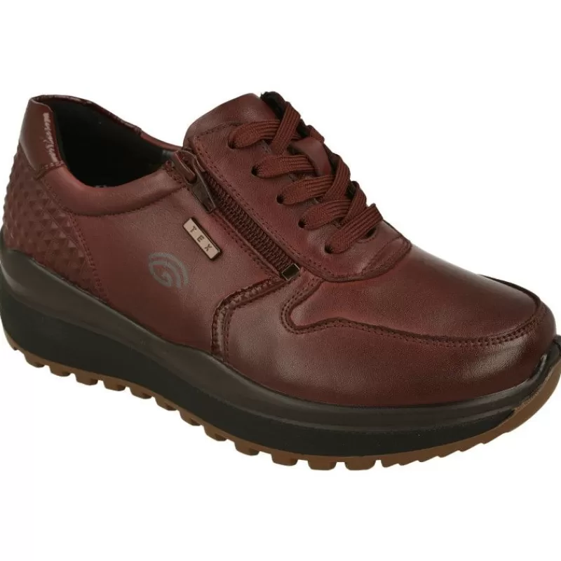 G Comfort Zapatos Ancho Especial-Cordon De Con Cremallera Lateral. Piso De Cuna Trekking Con Planta Anatomica Extraible Y Membrana Interior Impermeable Burdeos