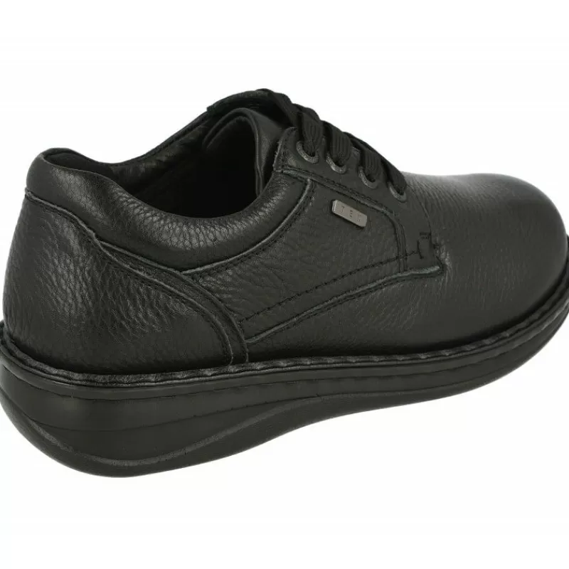G Comfort Zapatos Ancho Especial-Cordon De De Pala Lisa Con Piel Grabada, Membrana Impermeable Y Piso De Cuna De Poliuretano Aligerada Negro