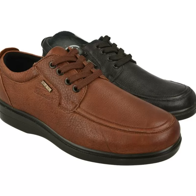 G Comfort Zapatos Ancho Especial-Cordon De En Piel Grabada Con Bordon En Pala, Piso De Poliuretano Y Membrana Impermeable Con Planta Extraible