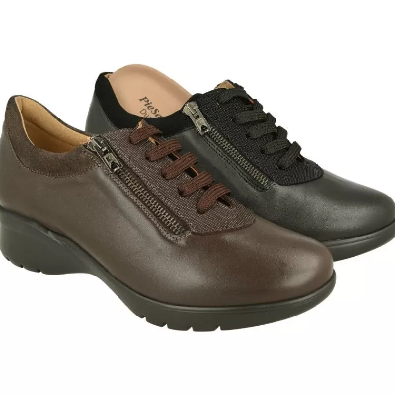 PieSanto Zapatos Ancho Especial-Cordon De Con Cremallera Lateral En Pala Lisa Con Suela De Poliuretano Ligera Y Flexible. Planta Anatomica Extraible