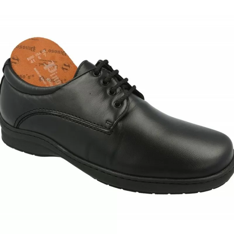 Pinosos Zapatos Ancho Especial-Cordon De En Pala Lisa Especial Para Pies Diabéticos En Ancho 13 Y Piso De Descanso Negro