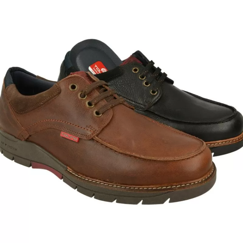 Tolino Zapatos Ancho Especial-Cordon De Con Bordon En Pala De Piel Engrasada, Plantilla Anatomica Extraible Y Piso Flexible De Cuna De Caucho