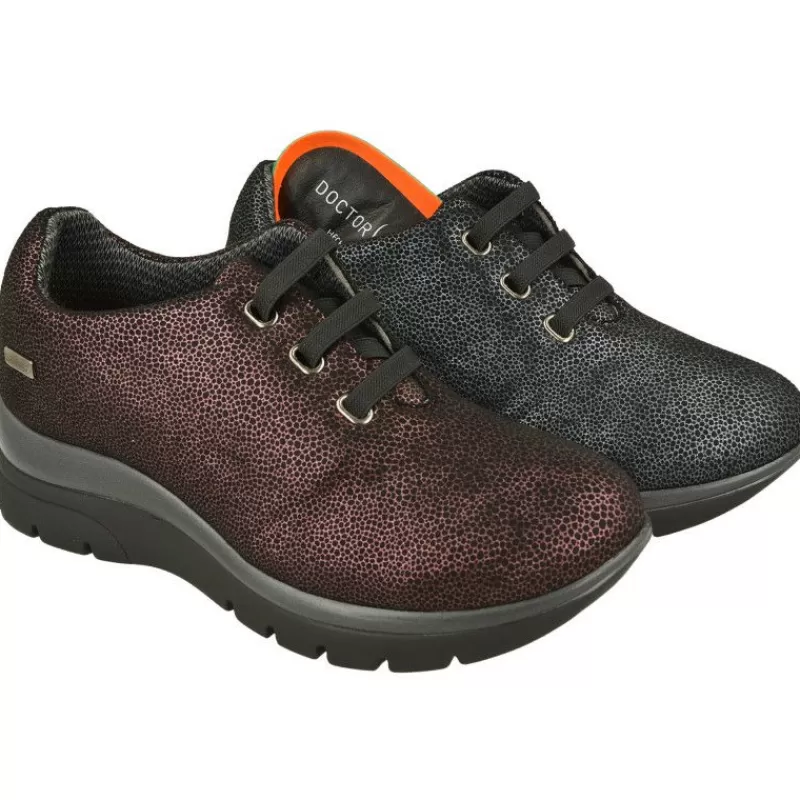 Doctor Cutillas Zapatos Ancho Especial-Cordon Del Deportivo En Piel Grabada Metalizada Impermeable Con Piso De Gran Confort De Pisada Y Planta Anatomic