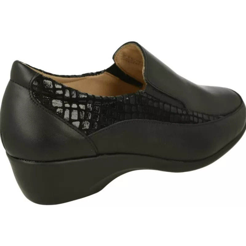 Calzamedi Mocasines-Mocasin De De Pala Abotinada Con Elasticos Y Piel Combinada Con Charol. Piso De Poliuretano Y Planta Extraible Negro