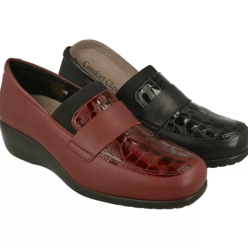 Comfort Class Mocasines-Mocasin De Con Elastico Y Bordon En Pala En Piel, Piso Aligerado Y Planta Anatomica Extraible