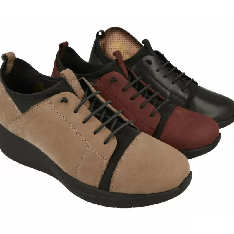 Comfort Class Mocasines-Mocasin De En Piel Nobuck Con Cordon Figurado E Interior Con Calcetin Elastico Y Piso Acolchado Y Amortiguado