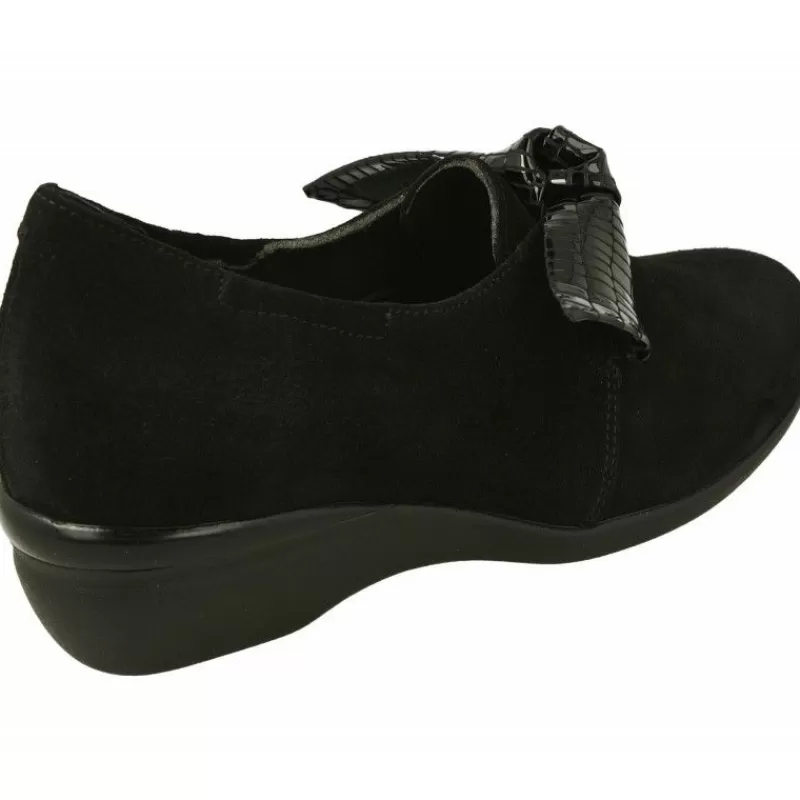 Comfort Class Mocasines-Mocasin De En Piel Nobuck Con Lazo Contrastado Charol, Piso De Descanso Y Planta Anatomica Extraible Negro