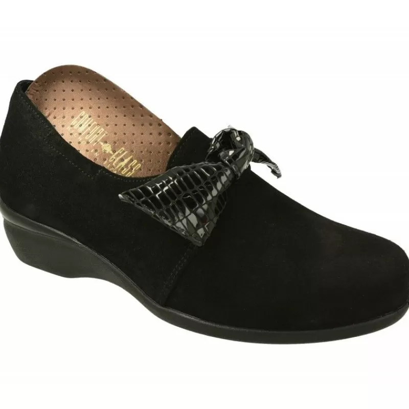 Comfort Class Mocasines-Mocasin De En Piel Nobuck Con Lazo Contrastado Charol, Piso De Descanso Y Planta Anatomica Extraible Negro