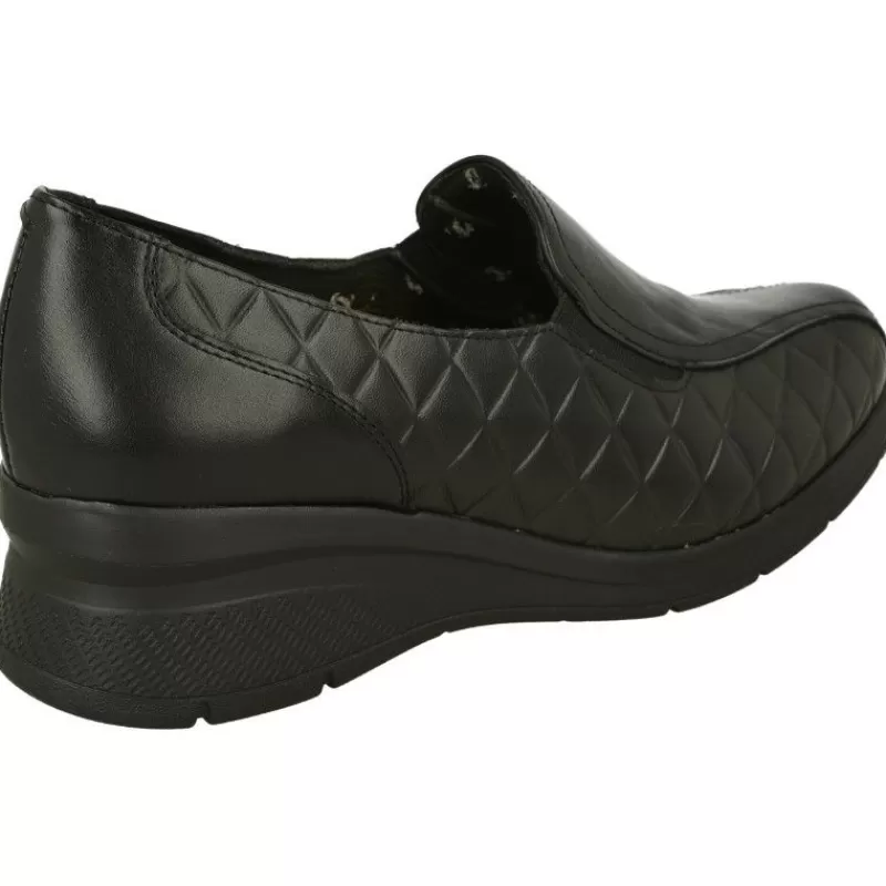 Comfort Class Mocasines-Mocasin De Confort Class Con Elasticos En Pala Y Piel Acolchada Rombos. Piso Muy Ligero De Poliuretano Y Planta Extraible Negro