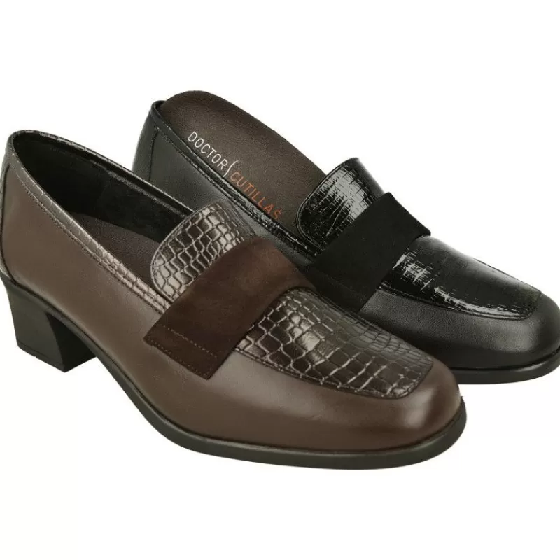 Doctor Cutillas Mocasines-Mocasin De Con Banda Nobuck Y Pala Coco Contrastada. Piso De Goma Con Tacon De Bloque Y Planta Extraible