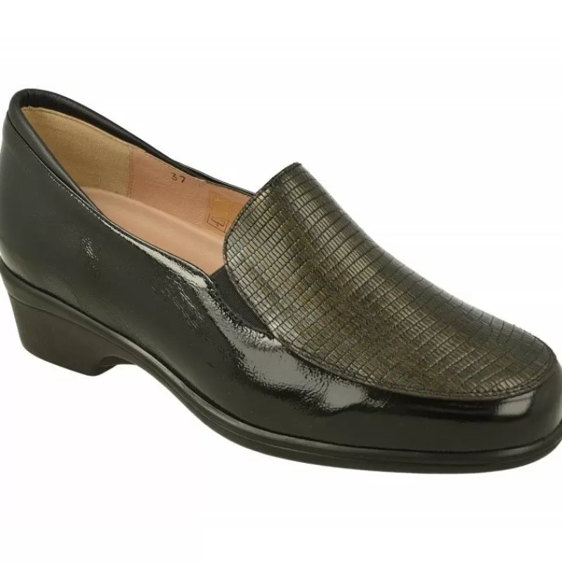 PieSanto Mocasines-Mocasin De En Piel Charol Con Pala Grabada Y Piso De Cuna De Poliuretano Con Planta De Descanso Extraible