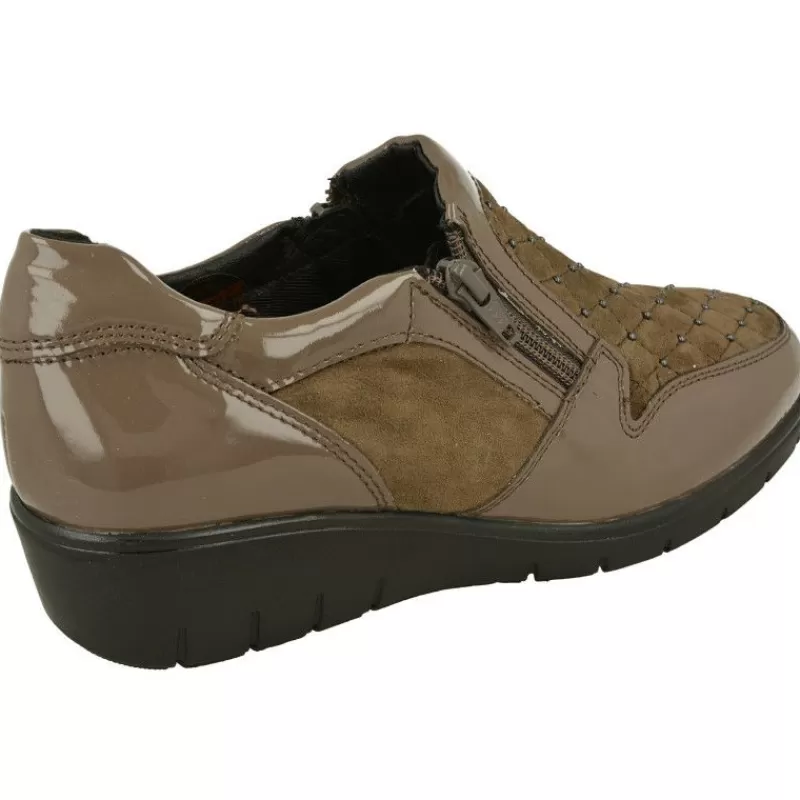 Doctor Cutillas Mocasines-Mocasin Del Con Ajuste Por Cremallera, Piel Combinada Nobuck Y Charol Con Tachas, Planta De Descanso Extraible