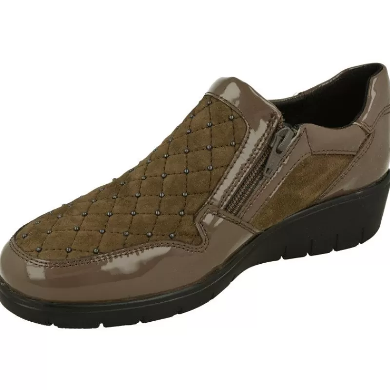 Doctor Cutillas Mocasines-Mocasin Del Con Ajuste Por Cremallera, Piel Combinada Nobuck Y Charol Con Tachas, Planta De Descanso Extraible