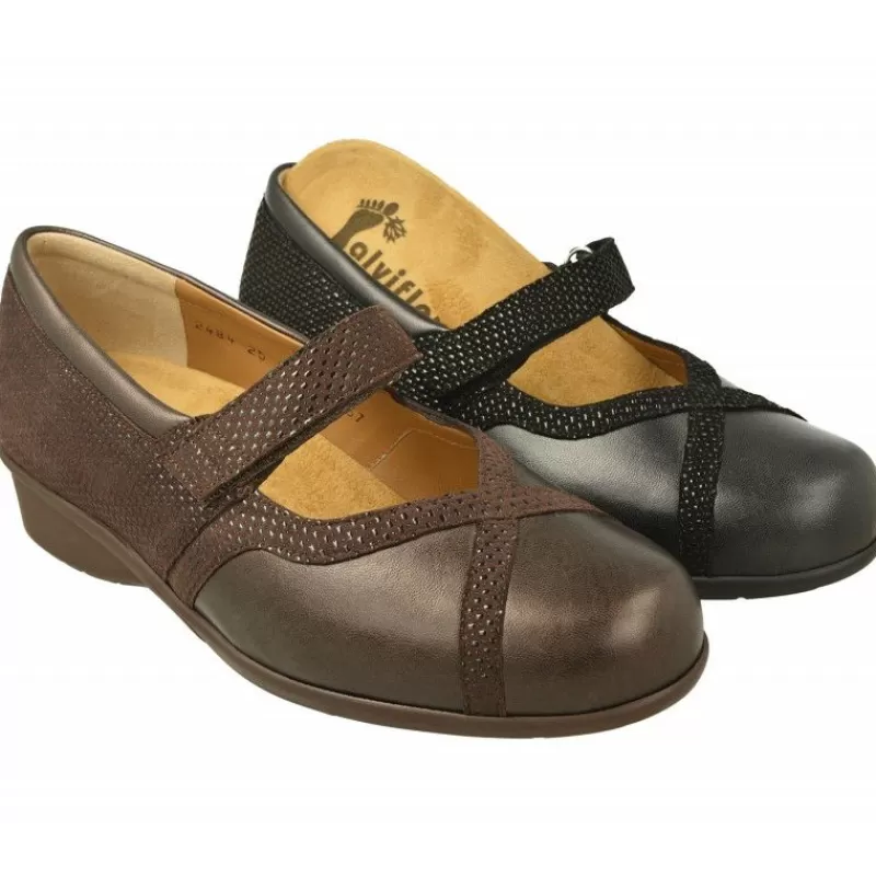 Alviflex Zapatos Con Pulsera-Pulsera De En Piel Combianda Con Grabado Talon Y Tira En Pala, Piso De Caucho, Planta Extraible Y Tira De Velcro Adapta